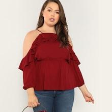 Shein Plus Flounce Cold Shoulder Top