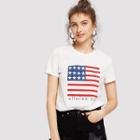 Shein American Flag Print T-shirt