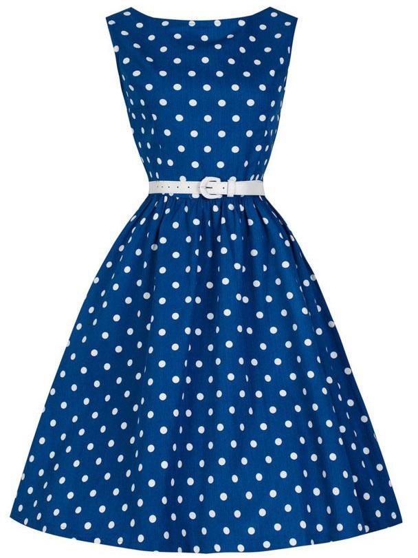 Shein Blue Polka Dot A-line Dress