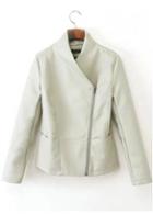 Rosewe Chic Long Sleeve Turndown Collar Beige Jacket With Zipper