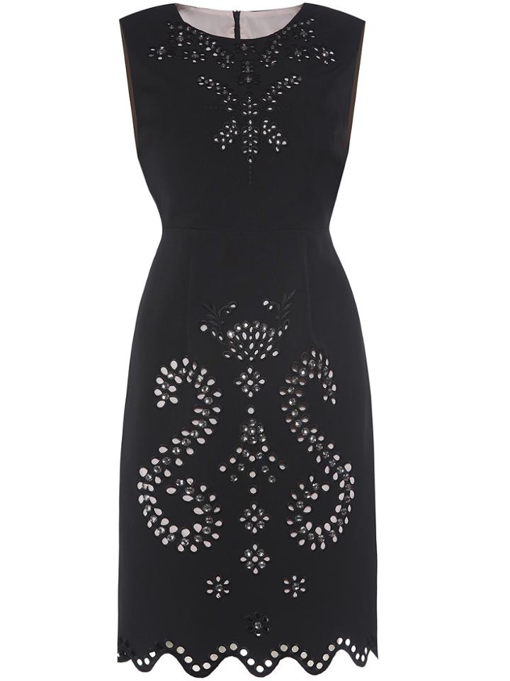 Shein Black Beading Hollow Shift Dress