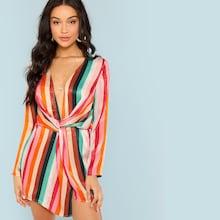 Shein Twist Front Striped Dress