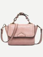 Shein Pink Lizard Embossed Studded Trapeze Satchel Bag