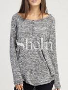 Shein Grey Wide Neck Side Split T-shirt