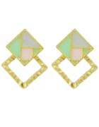 Shein New Trendy Square Shape Alloy Blue Enamel Stud Earrings Woman