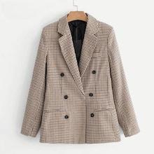 Shein Double Breasted Gingham Blazer