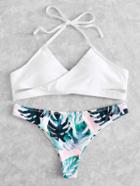 Shein Self Tie Neck High Leg Bikini Set