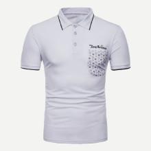 Shein Men Embroidery And Pocket Detail Polo Shirt
