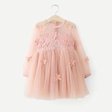Shein Toddler Girls Contrast Lace Appliques Dress