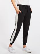 Shein Contrast Panel Tapered Sweatpants