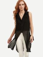 Shein Black Sleeveless Chiffon Equipment Blouse