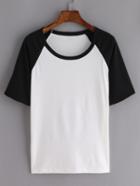 Shein Contrast Raglan Sleeve Black White T-shirt