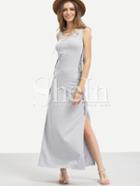Shein Grey Sleeveless Tassel Split Side Maxi Dress