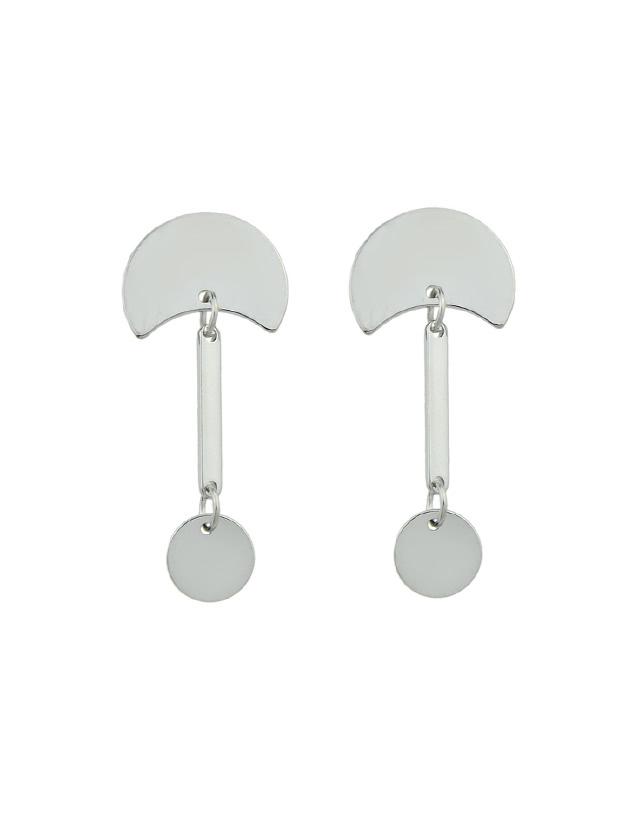 Shein Silver Round Sector Geometric Shape Earrings