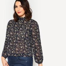 Shein Plus High Neck Floral Print Tunic Top
