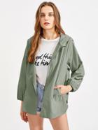 Shein Raglan Sleeve V Notch Side Hoodie Jacket