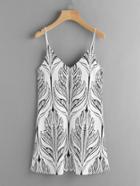 Shein Double V-neckline Seamless Pattern Cami Dress