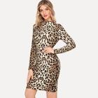 Shein Leopard Print Zip Back Dress
