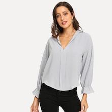 Shein V-neck Flounce Sleeve Blouse