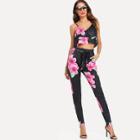 Shein Floral Print Crop Cami Top With Pants