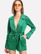 Shein Contrast Binding Self Belted Romper
