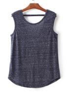 Shein Navy Sleeveless Cutout Back T-shirt