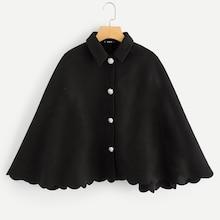 Shein Button Up Scallop Hem Poncho Coat