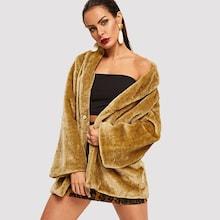 Shein Notch Collar Solid Longline Coat