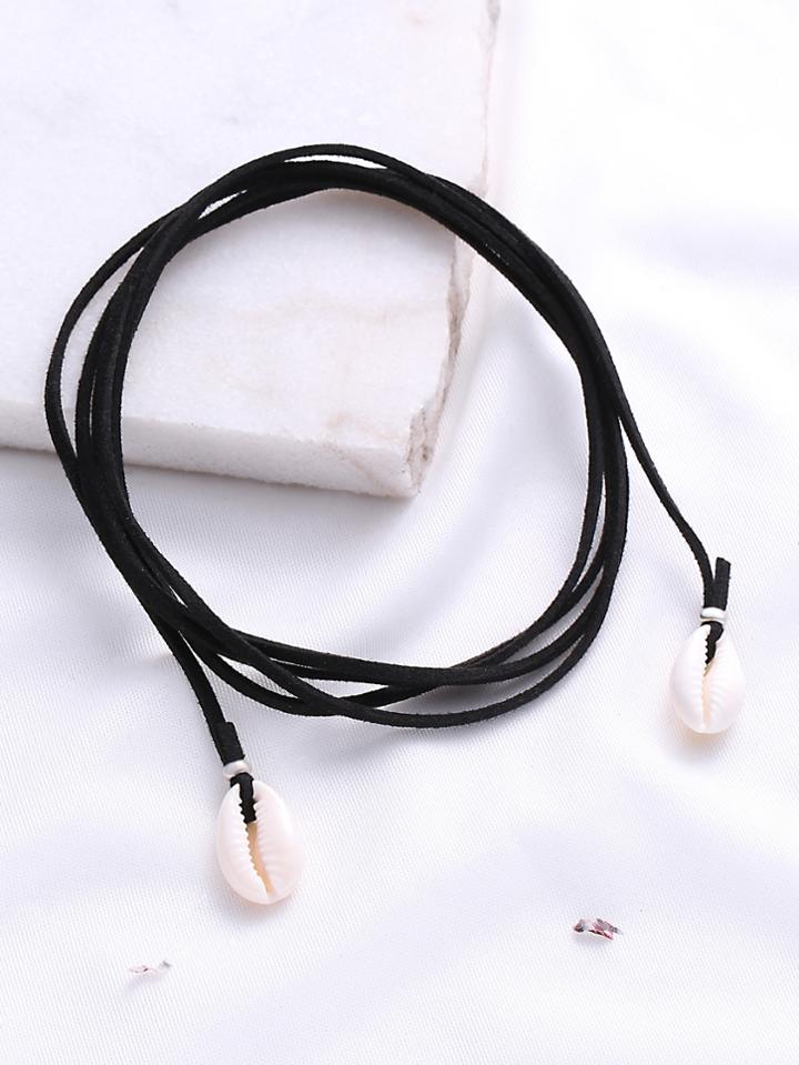 Shein Black Layered Wrap Choker With Shell