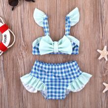 Shein Girls Baby Girl Ruffle Gingham Bikini Set