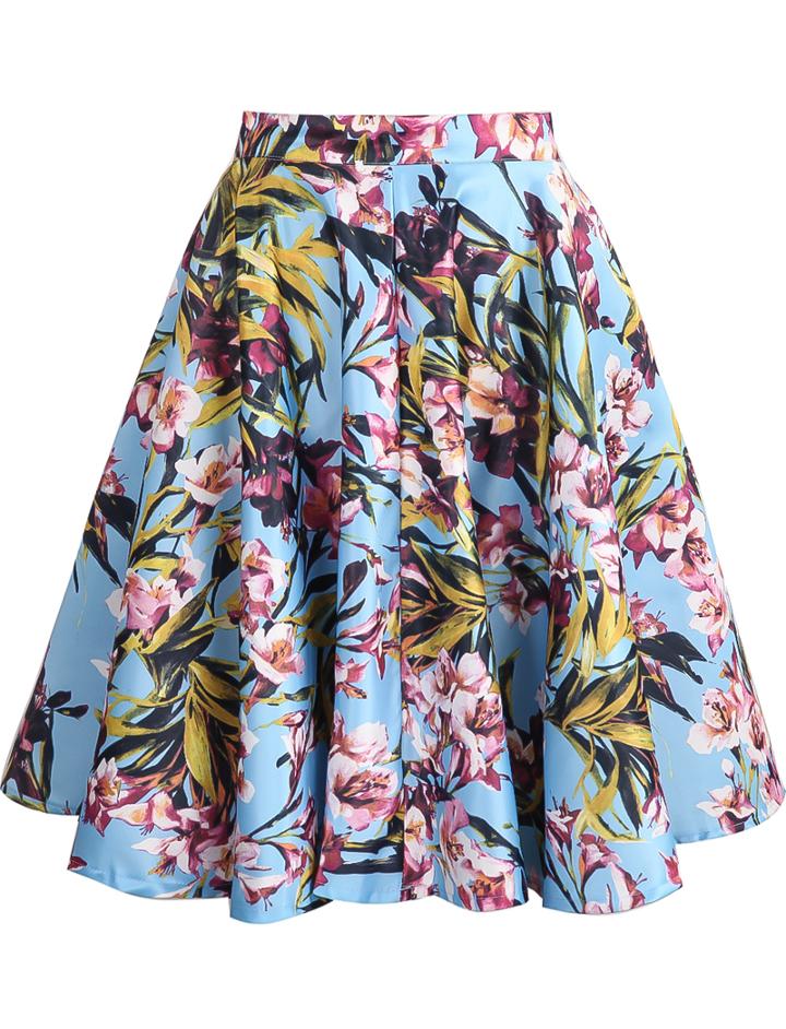 Shein Blue Floral Ruffle Skirt