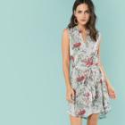 Shein Mixed Print V Cut Neck Belted Dress