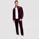 Shein Men Zip Front Collar Striped Coat & Pants Set
