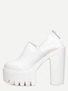 Shein White Back Zipper Platform Ankle Shoes