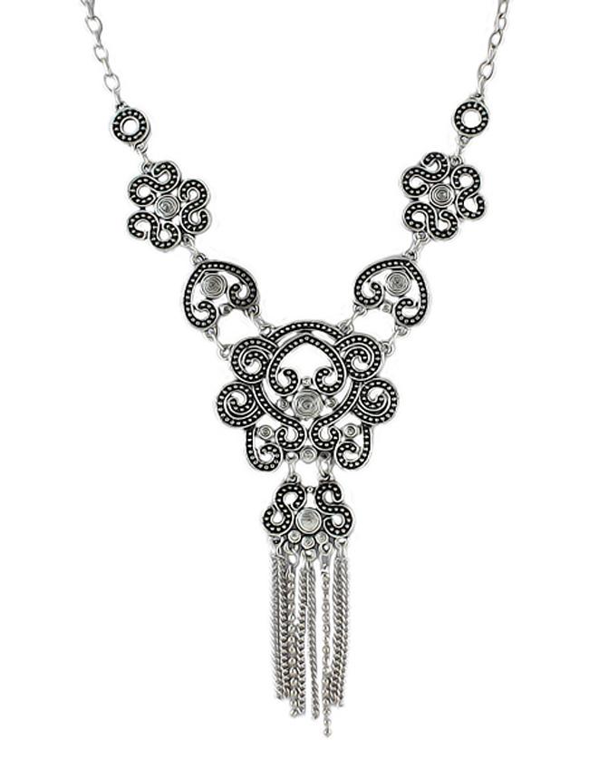 Shein New Model Antique Silver Plated Flower Shaped Fashion Jewelry Necklace