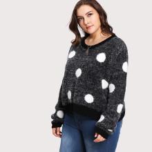Shein Plus Polka Dot Fuzzy Jumper