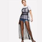 Shein Frilled Shirred Waist Mesh Cover Up Dress