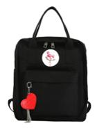 Shein Flamingos Embroidered Backpack With Heart Charm