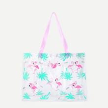 Shein Flamingo Print Clear Tote Bag