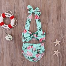 Shein Girls Baby Girl Flower Print Bow Bikini Set