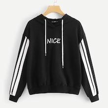 Shein Letter And Striped Hoodie