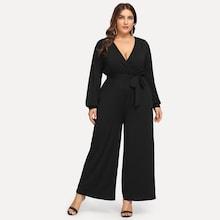 Shein Plus Self Tie V-neck Jumpsuit