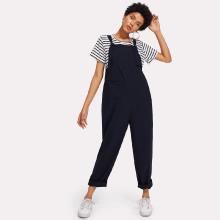 Shein Tied Strap Pocket Front Pinafore Jumpsuit