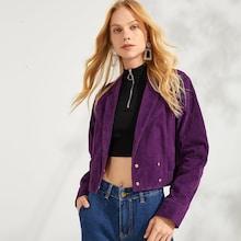 Shein Waist Belted Notched Neck Solid Jacket