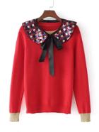 Shein Contrast Tie Collar Jumper Sweater