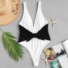 Shein Bow Colorblock Swimsuit