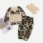 Shein Toddler Boys Bow Front Camo Print Top With Pants