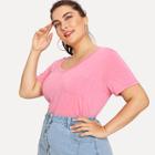 Shein Plus Single Pocket V-neck T-shirt