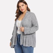 Shein Plus Drop Shoulder Solid Cardigan