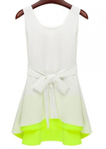Rosewe Spotlight White Round Neck Sleeveless Dress For Woman